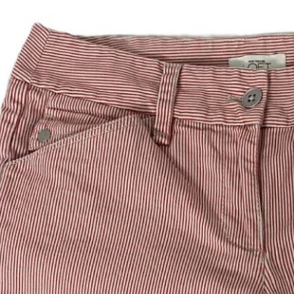Loft Pin Stripe Red Bermuda Preppy Shorts, Size 4 - Picture 4 of 8